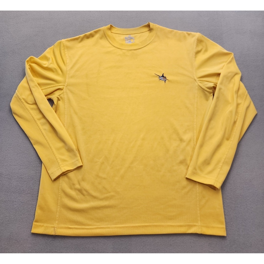 Guy Harvey Bluewater Performance Fishing Shirt Mens Medium Yellow Long Sleeve‎